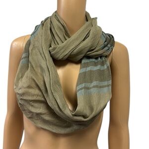 Infinity scarf neutral khaki and blue made in Cambodia